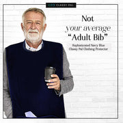 Adult Bib Plain Navy Blue (1 Pack) - Classy Pal Plain Dress 'n Dine Adult Bibs