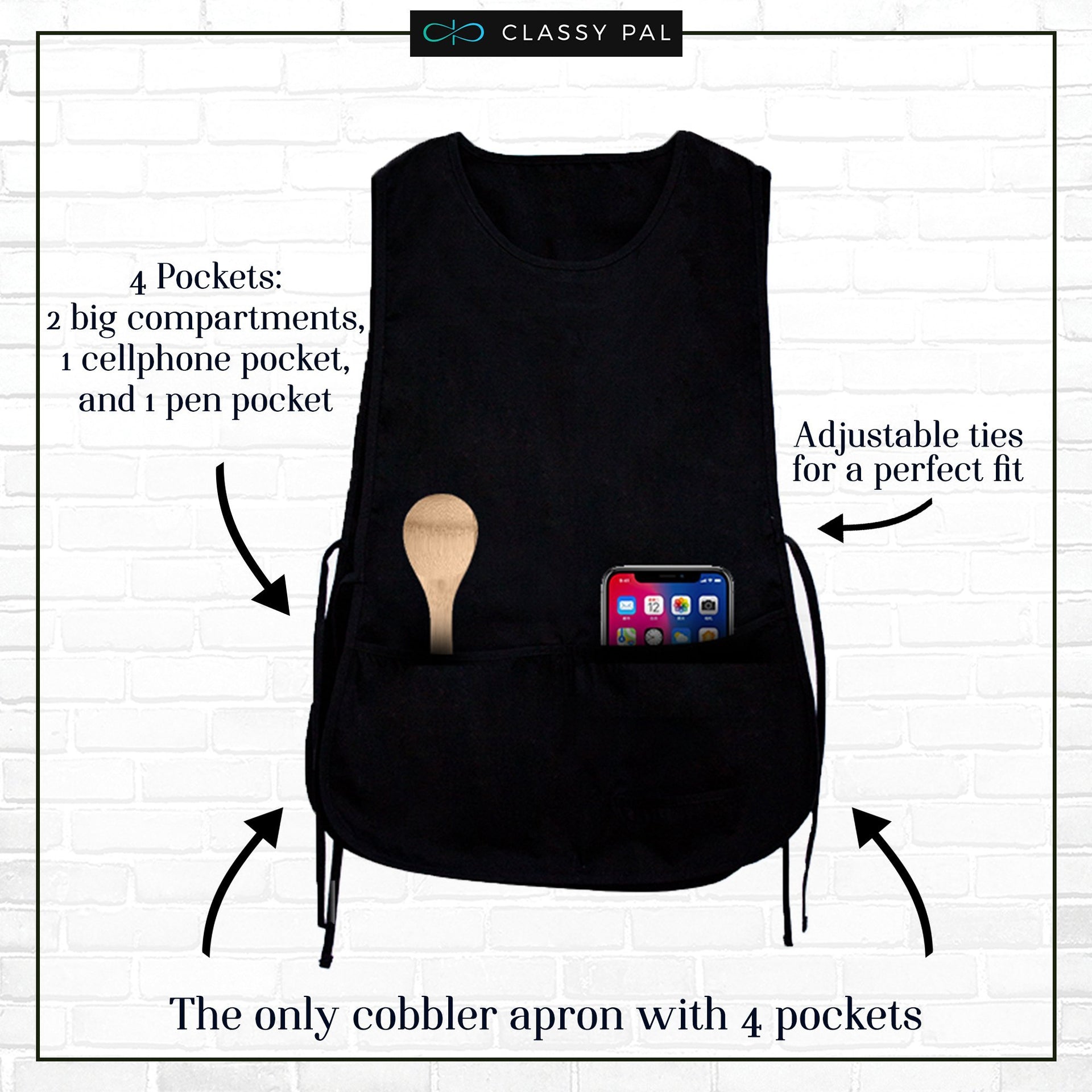 Black Plain Cobbler Apron (1 Pack) - Classy Pal Aprons