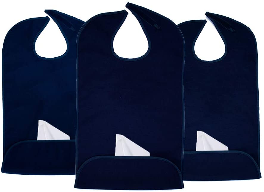 Dress 'n Dine™ Adult Bib Plain Navy Blue (1 Pack) - Classy Pal