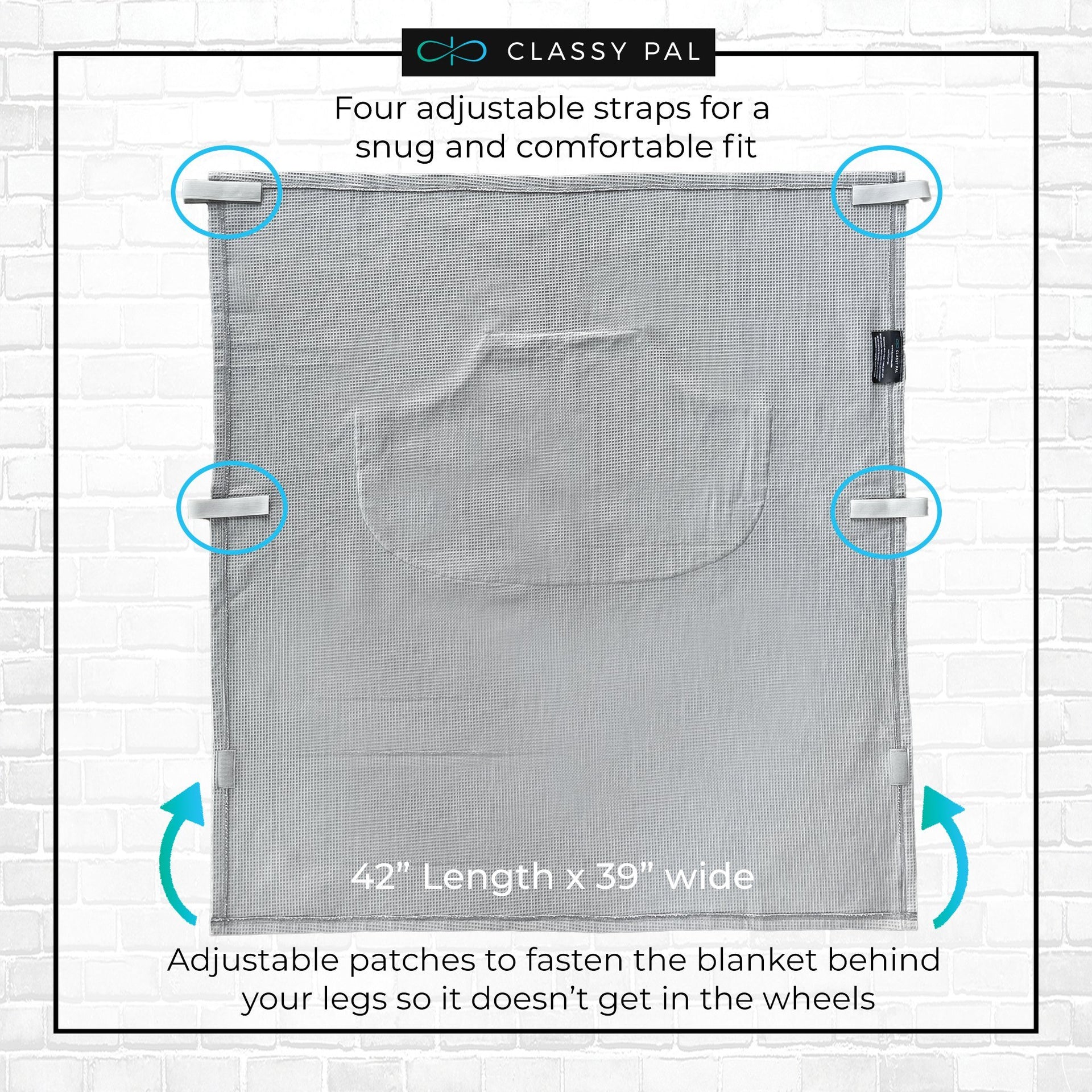 Grey Lightweight Wheelchair Blanket with Pocket - Classy Pal