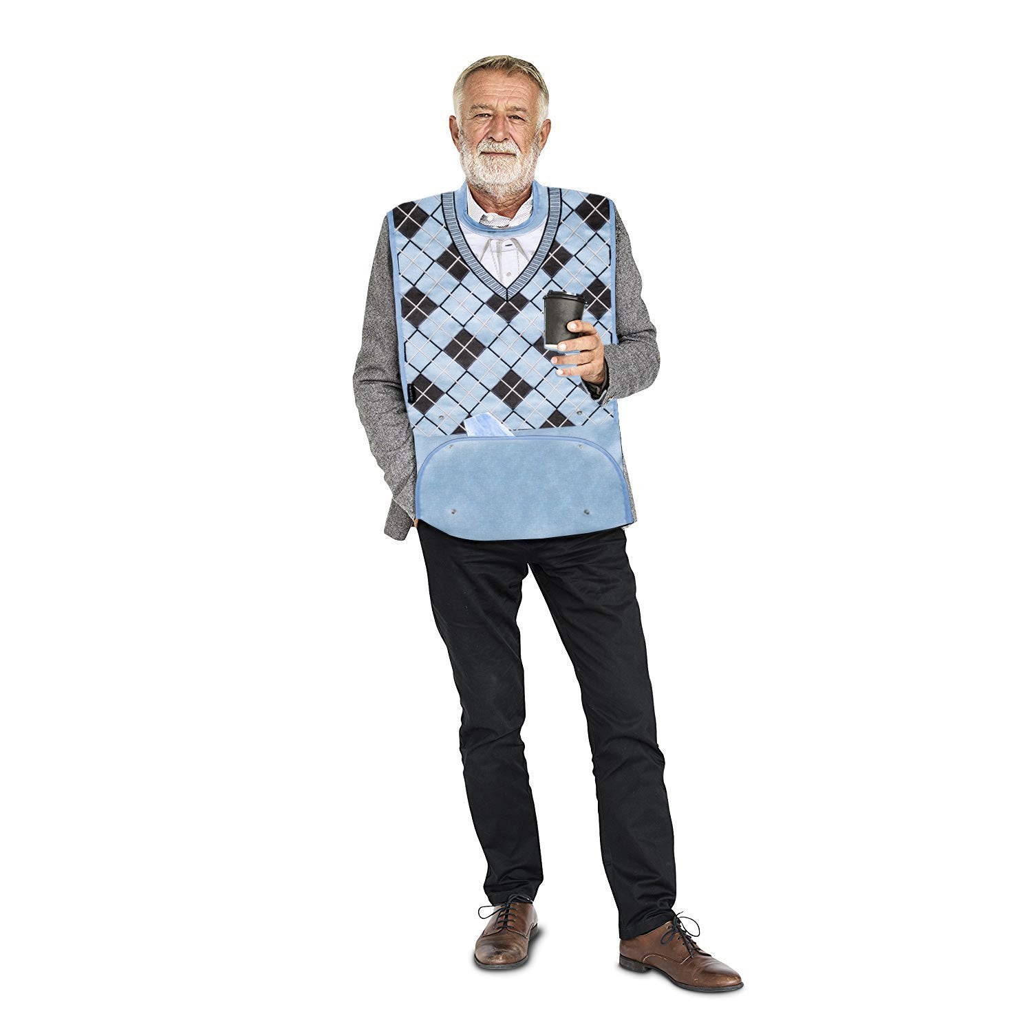 Men's Dress 'n Dine™ Adult Bib Argyle Sweater - Classy Pal Dress 'n Dine Adult Bibs