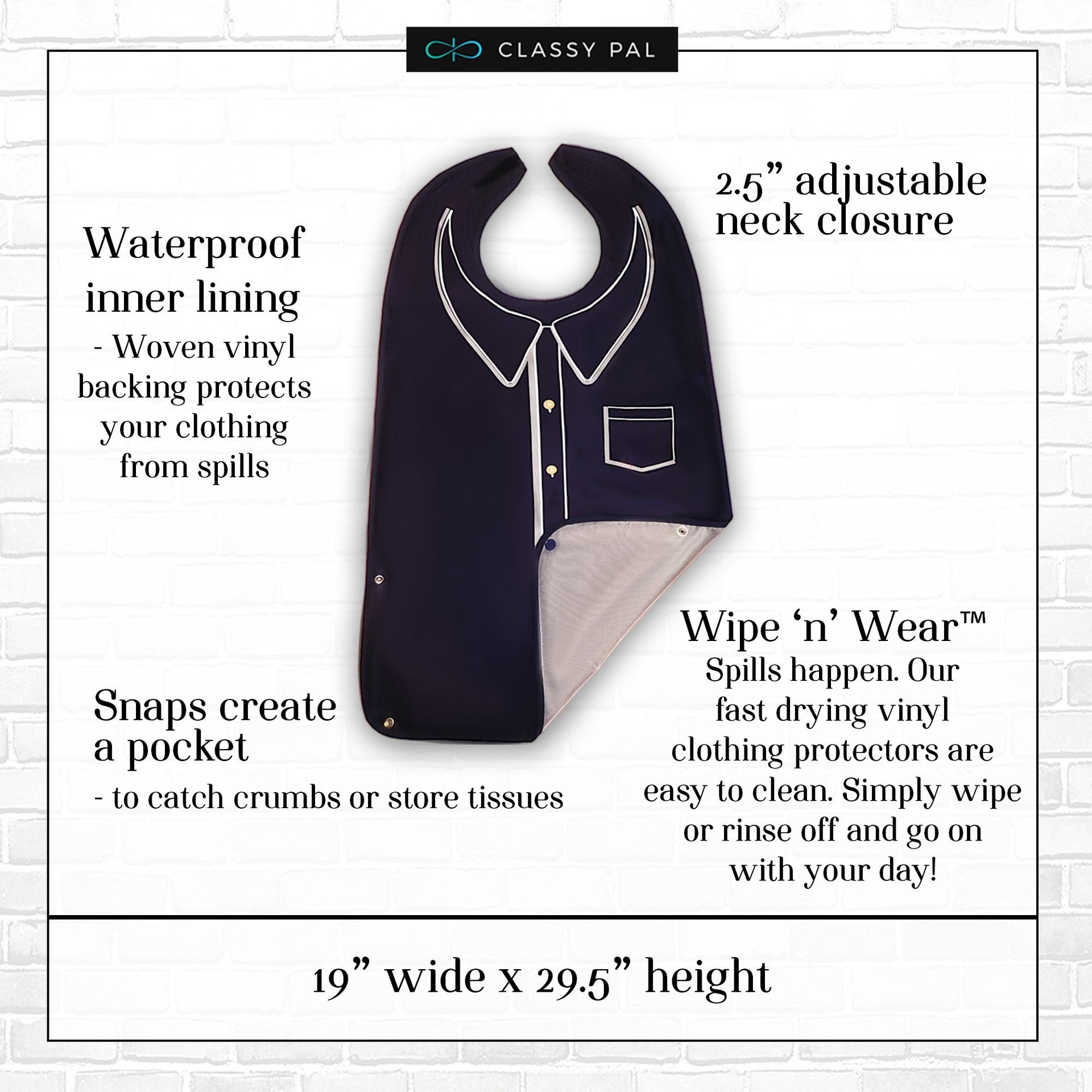 Men's Wipe 'n Wear™ Adult Bib Polo (1 Pack) - Classy Pal