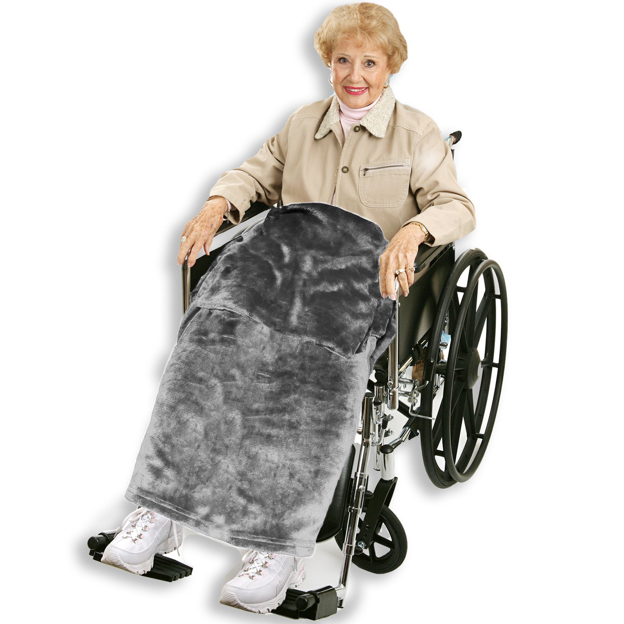 Navy Blue Wheelchair Blanket with Pocket