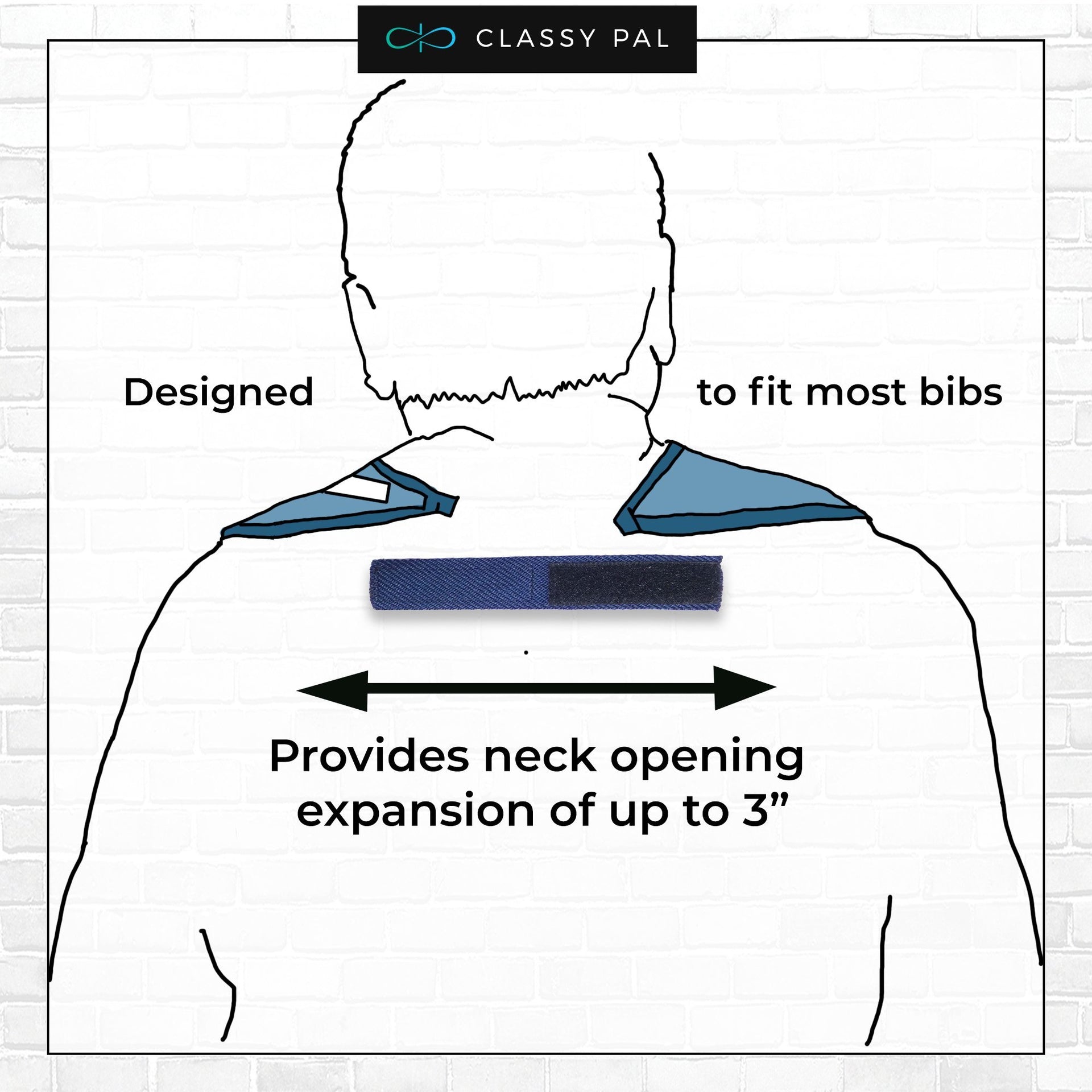 Adjustable Neck Extender For Adult Bibs - Classy Pal Bib Accessories