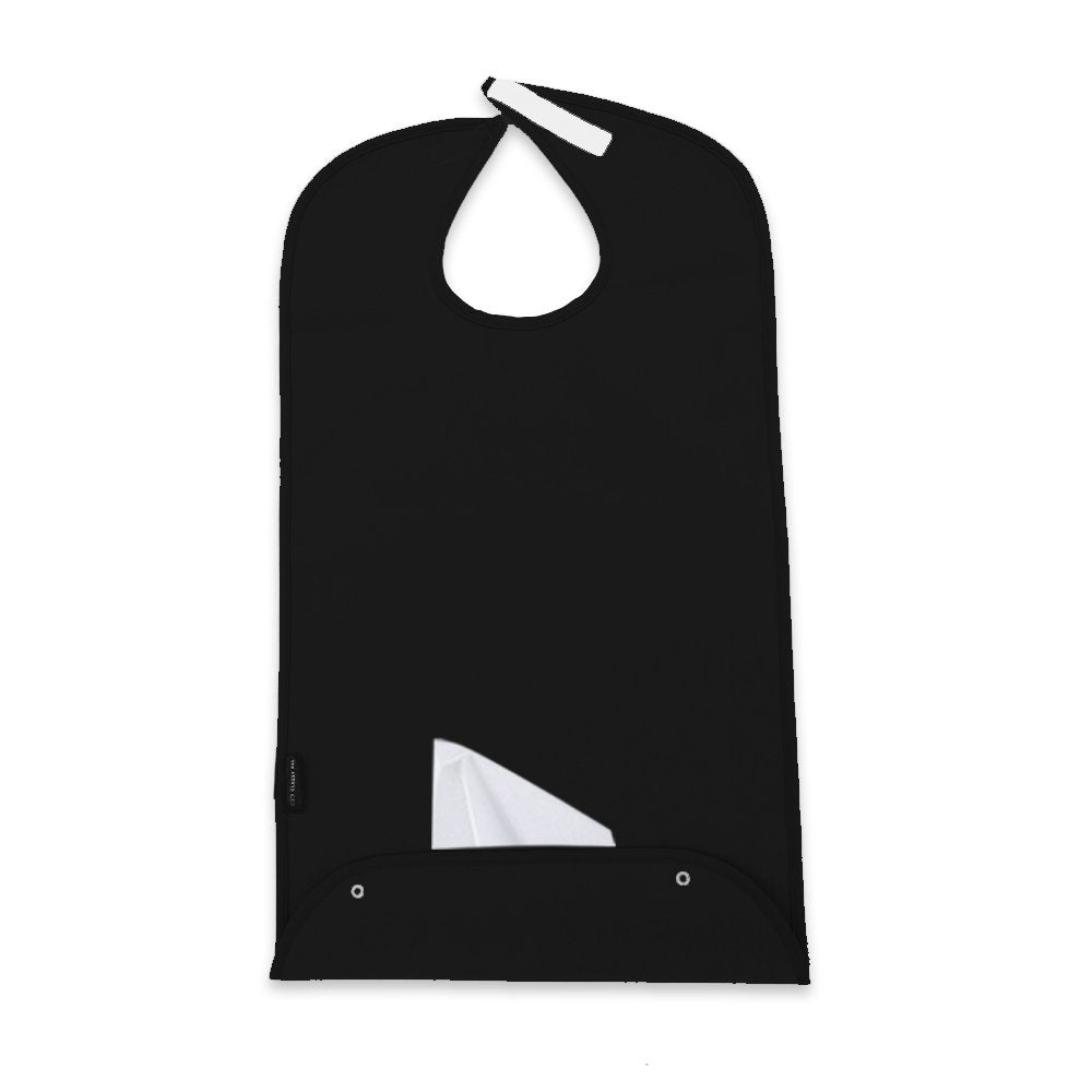 Adult Bib Plain Black (1 Pack) - Classy Pal Plain Dress 'n Dine Adult Bibs