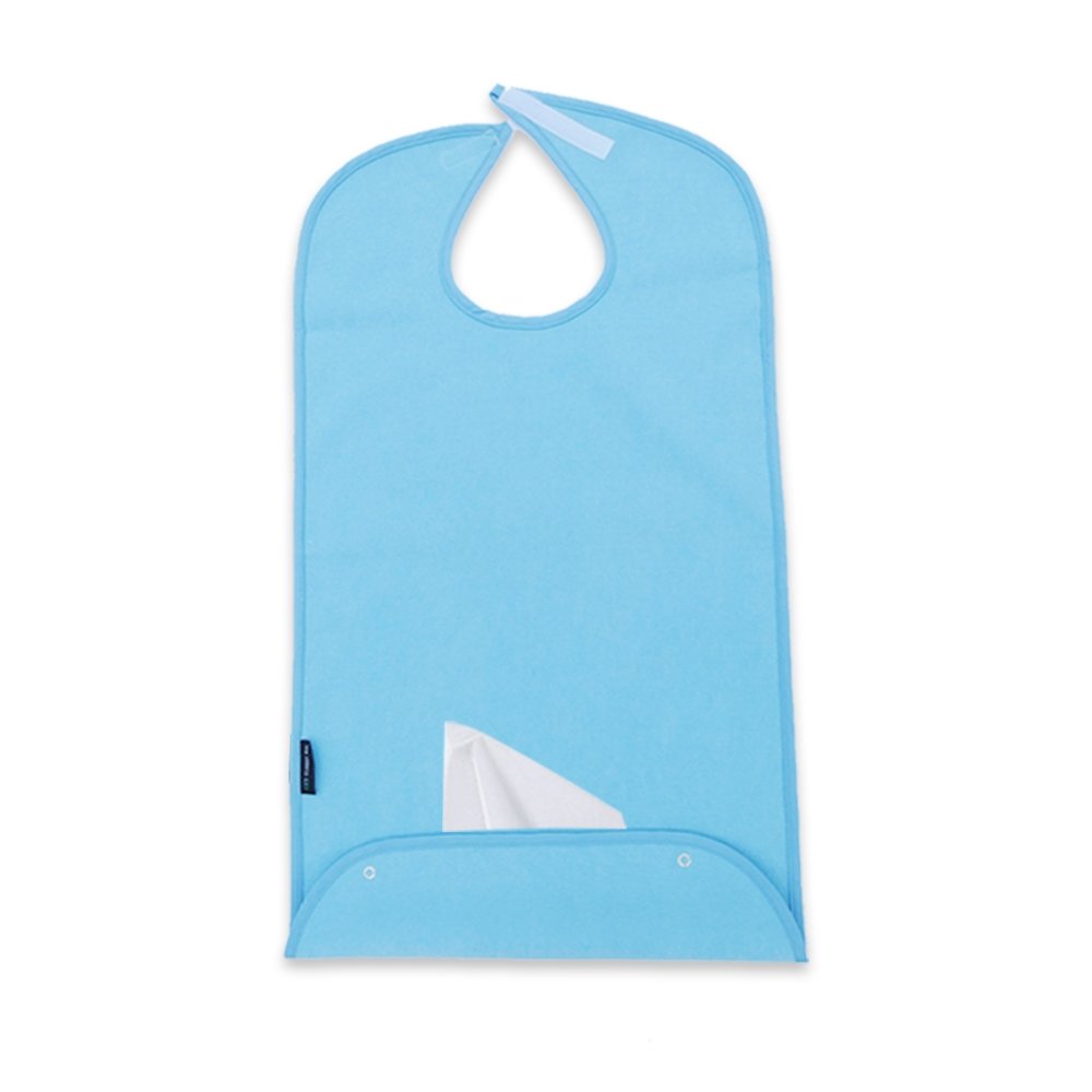 Adult Bib Plain Light Blue (1 Pack) - Classy Pal Plain Dress 'n Dine Adult Bibs