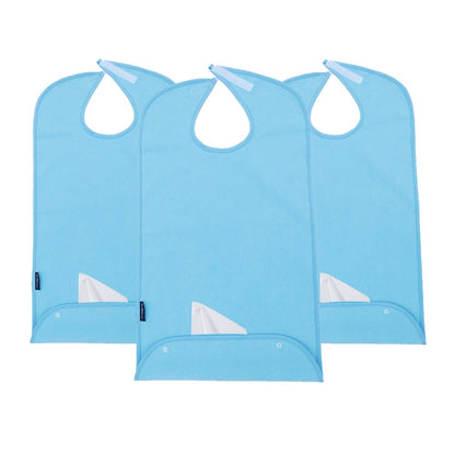 Adult Bib Plain Light Blue (3 Pack) - Classy Pal Plain Dress 'n Dine Adult Bibs