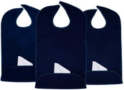 Adult Bib Plain Navy Blue (3 Pack) - Classy Pal Plain Dress 'n Dine Adult Bibs