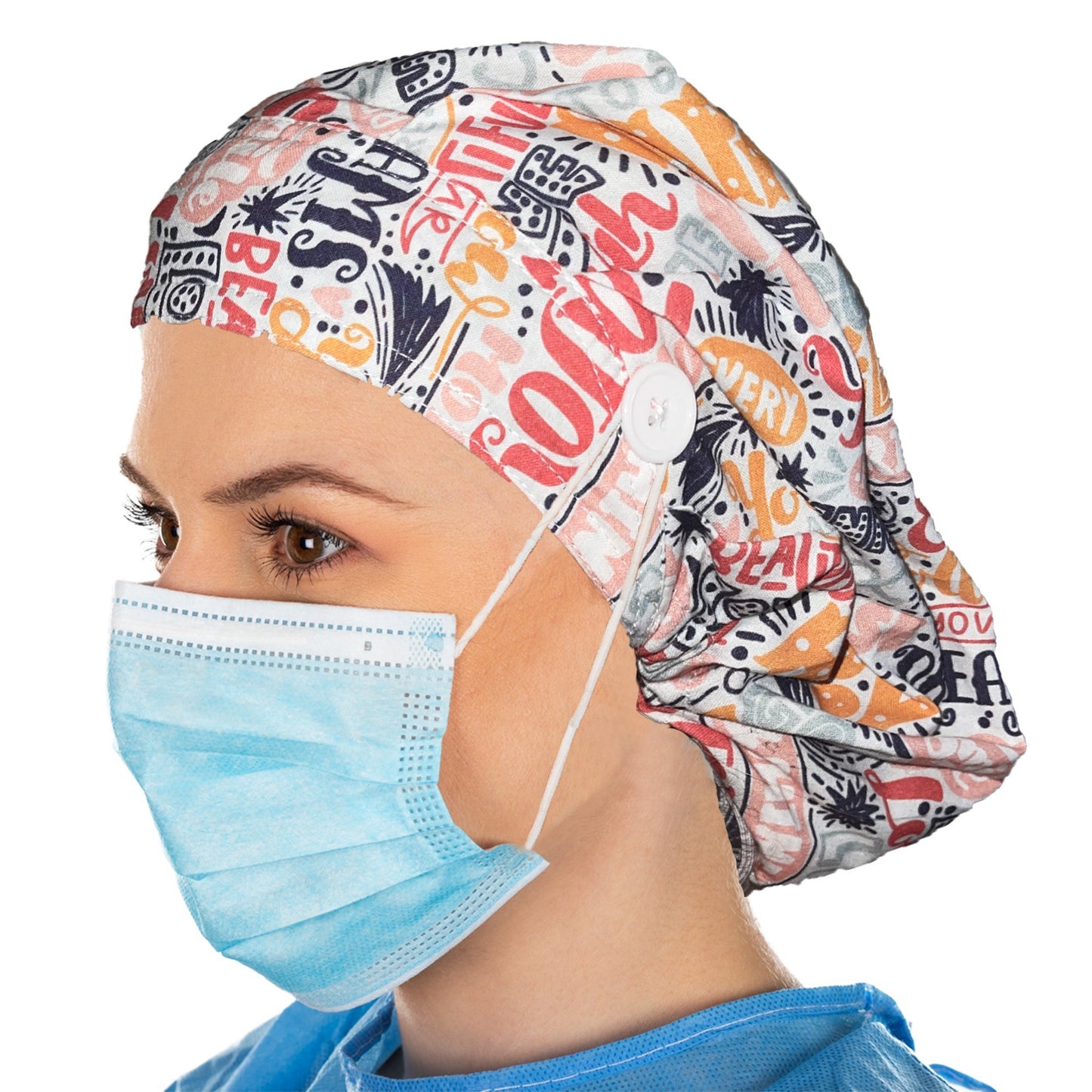 Classy Pal Scrub Cap, Unisex, Fitted Bouffant Hat with Buttons - Classy Pal