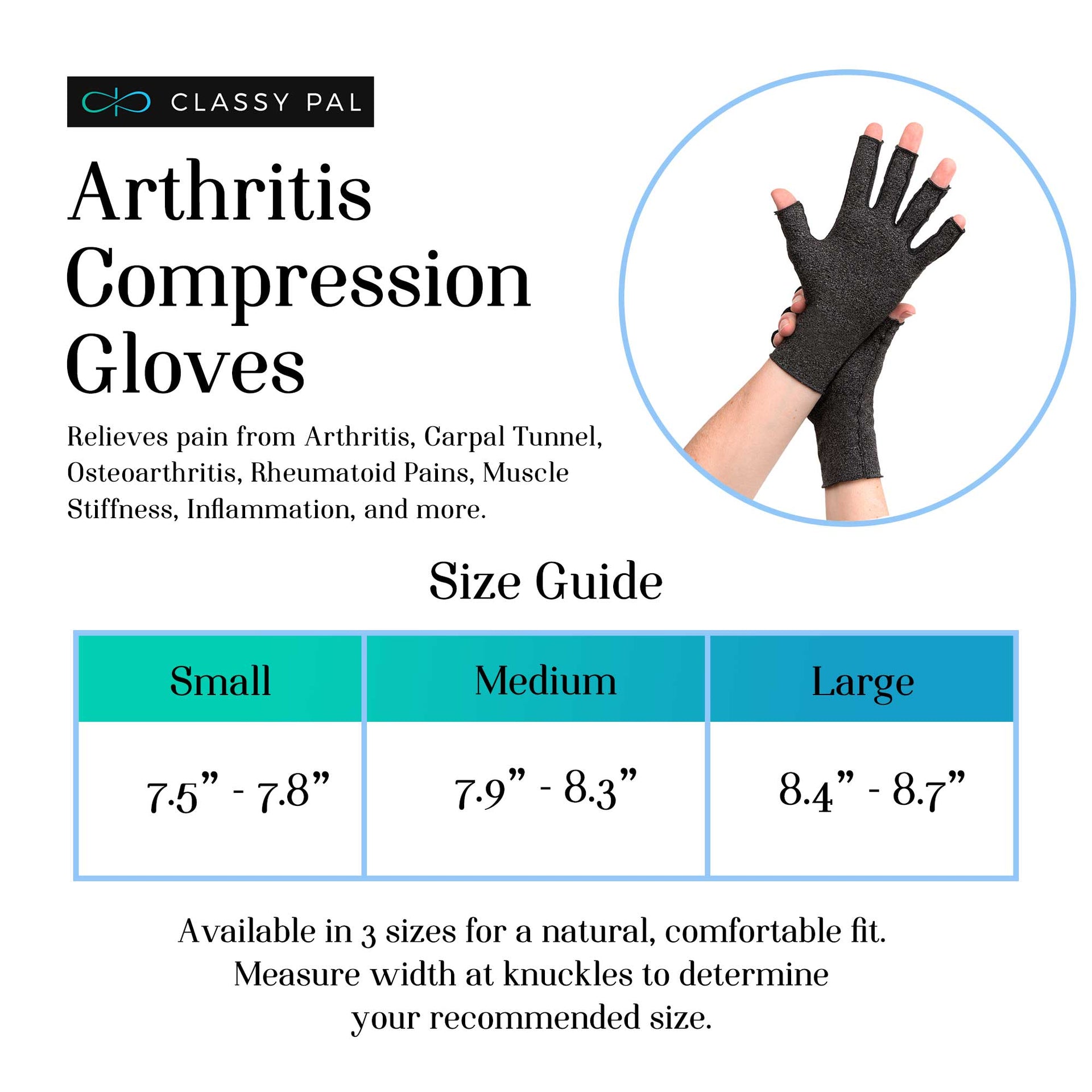 Gray Arthritis Compression Gloves - Classy Pal Arthritis Glove