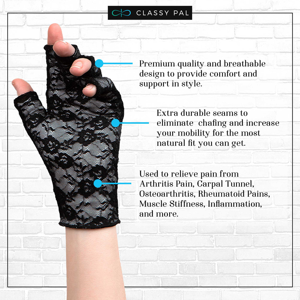 Lace Arthritis Compression Gloves - Classy Pal Arthritis Glove