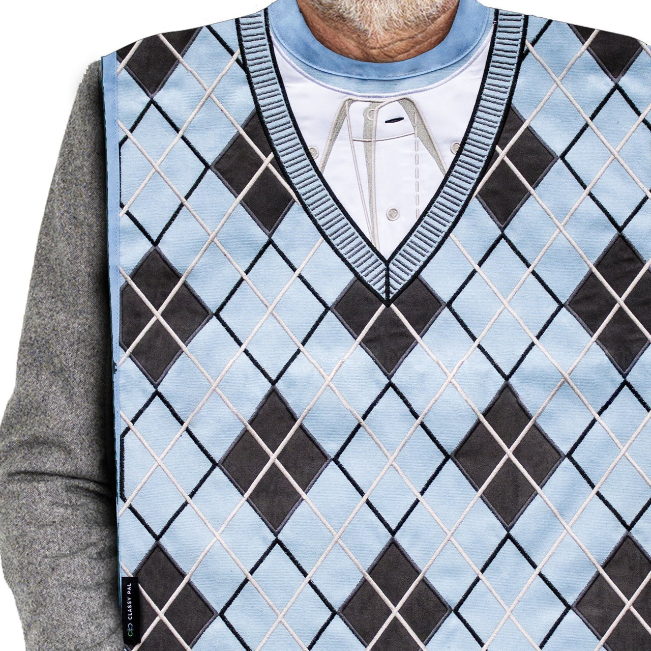 Men's Dress 'n Dine™ Adult Bib Argyle Sweater - Classy Pal Dress 'n Dine Adult Bibs