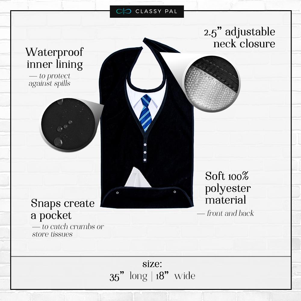 Men's Dress 'n Dine™ Adult Bib with Sweater and Tie - Classy Pal