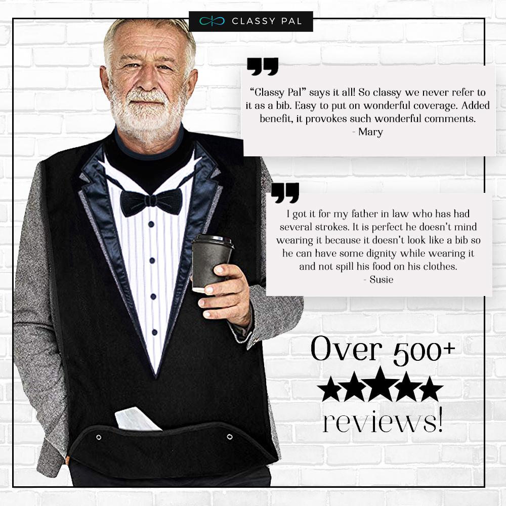 Men's Dress 'n Dine™ Adult Bib with Tuxedo - Classy Pal Dress 'n Dine Adult Bibs