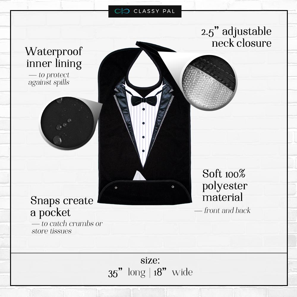 Men's Dress 'n Dine™ Adult Bib with Tuxedo - Classy Pal