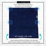 Navy Blue Adult Wheelchair Blanket with Pocket - Classy Pal