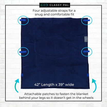 Navy Blue Adult Wheelchair Blanket with Pocket - Classy Pal