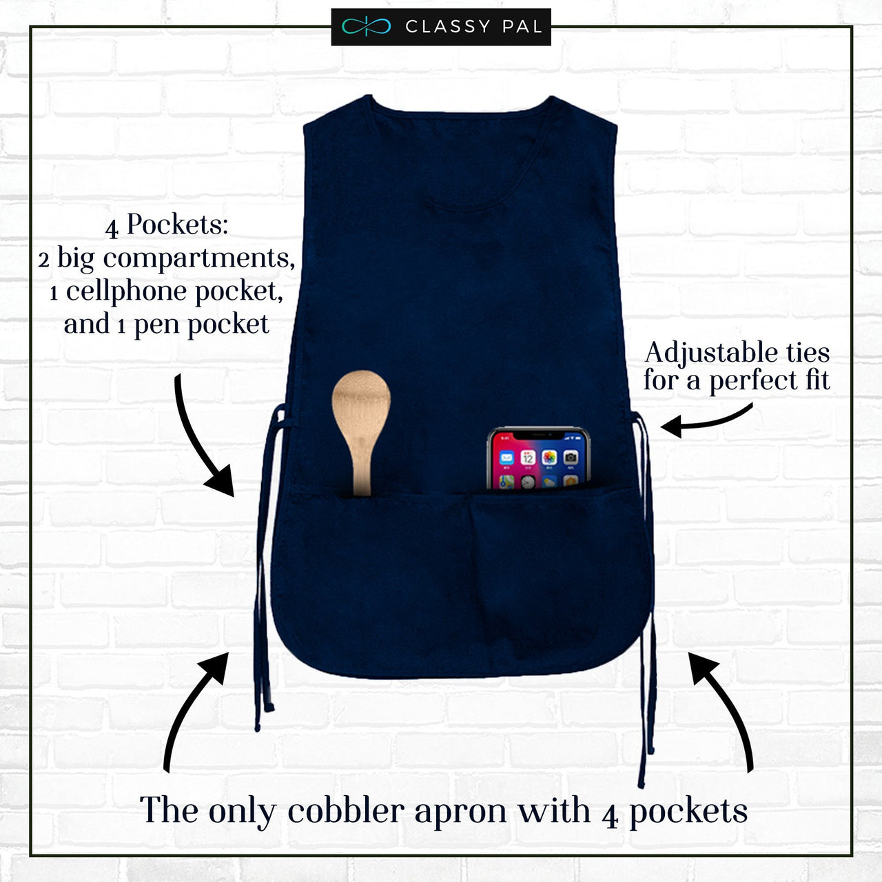 Navy Plain Cobbler Apron (3 Pack)
