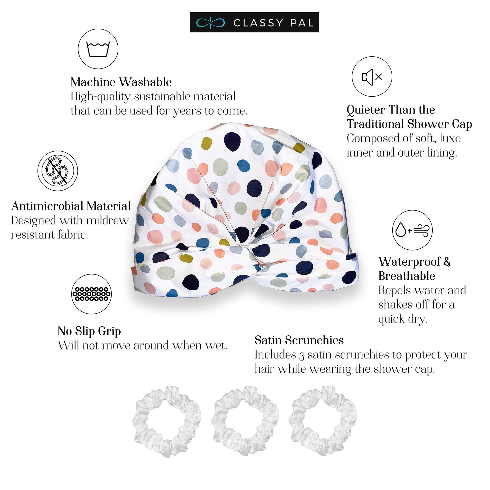 Polka Dot Shower Cap - Classy Pal Shower Cap