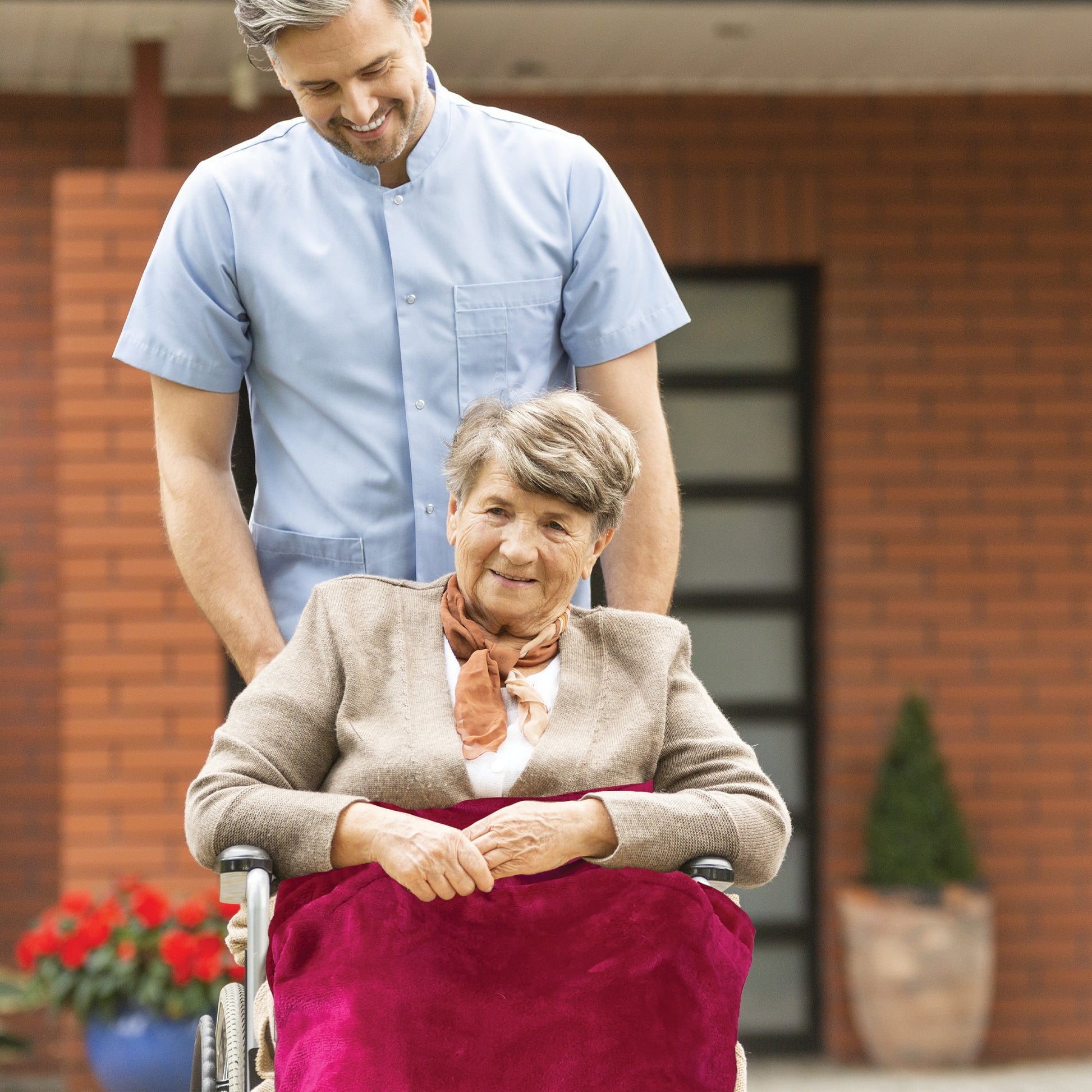 Ruby Red Adult Wheelchair Blanket with Pocket - Classy Pal Wheelchair Blankets