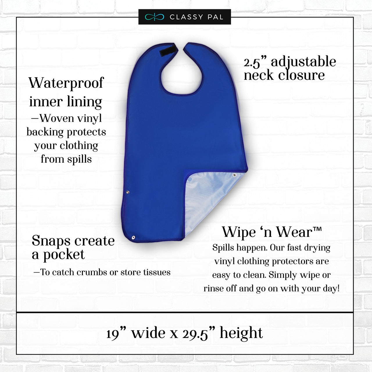 Wipe 'n Wear™ Adult Bib Blue (3 Pack)