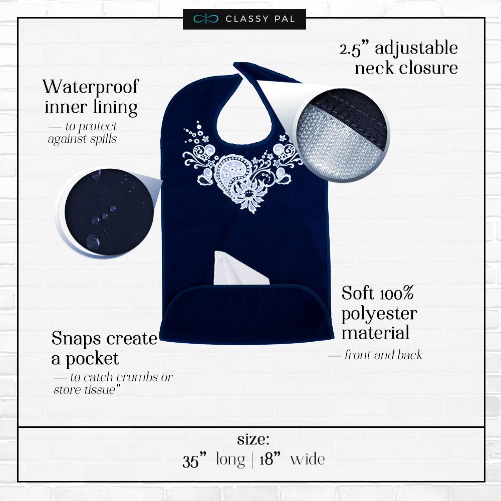 Women's Dress 'n Dine™ Adult Bibs Lace Heart, Collar and Necklace Bundle - Classy Pal